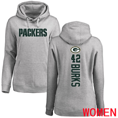Green Bay Packers Ash Women 42 Burks Oren Backer Nike NFL Pullover Hoodie Sweatshirts